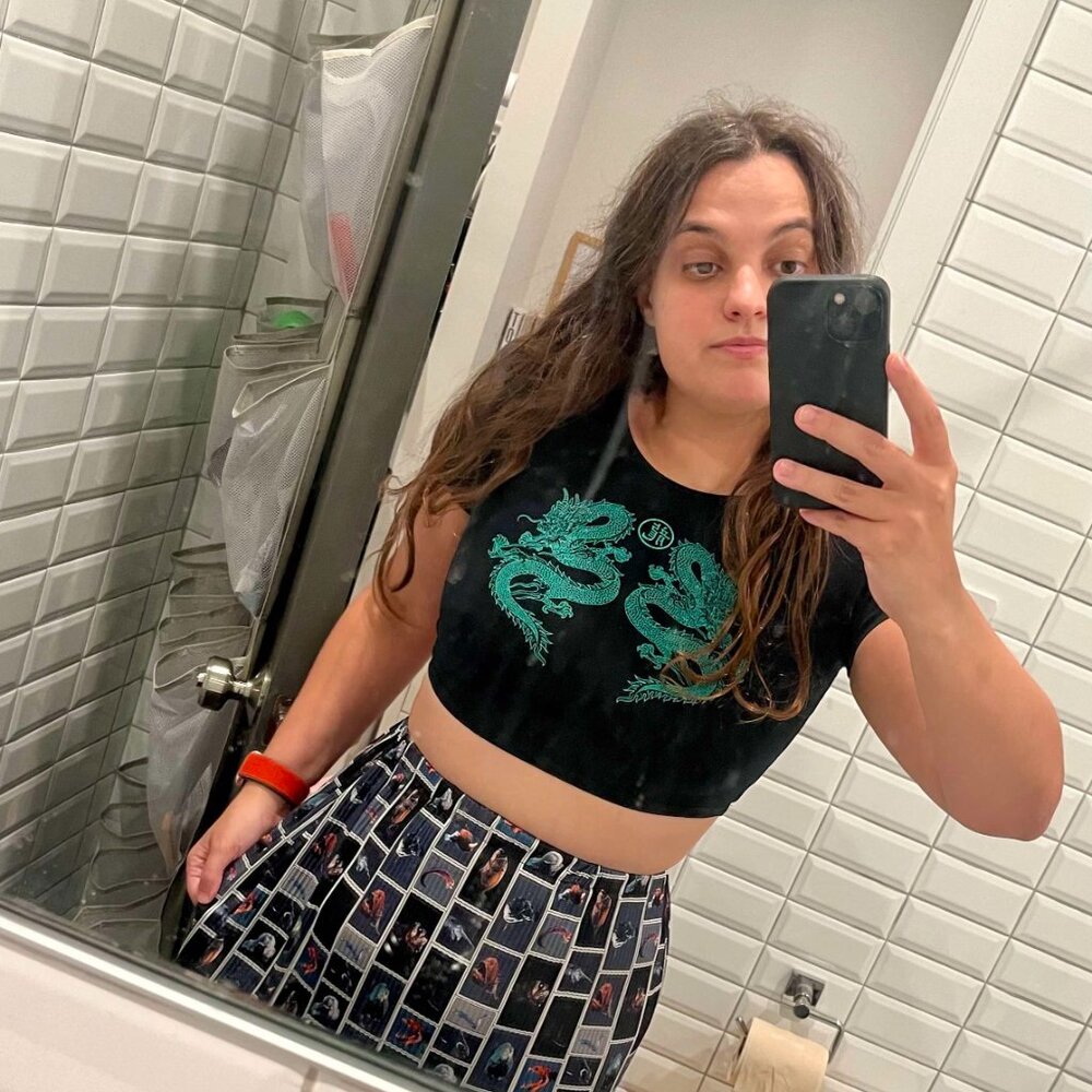 Motel Rocks Double Dragon Graphic Crop Top - Size S - Picture 8 of 10
